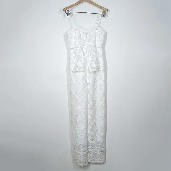 Rachel Zoe Margo Floral Lace Jumpsuit Sleeveless White Ecru Size 2 Preowned - Picture 4 of 12